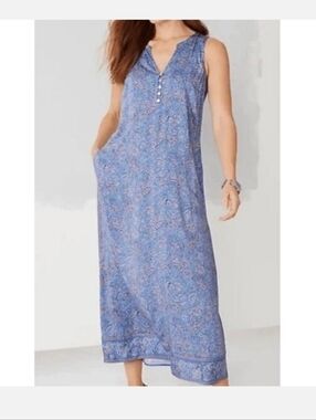 J. Jill Blue Paisley Sleeveless Maxi Dress